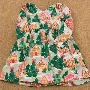 Ruffle Butts Festive Gingerbread Dress - Green and Pink